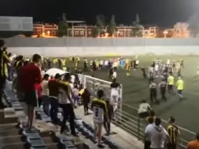 Pelea multitudinaria en el estadio Ciudad de Alcalá