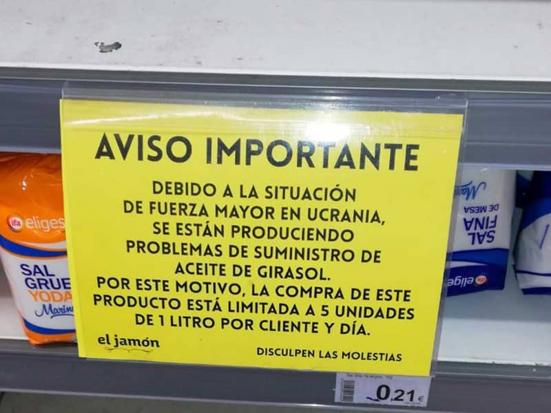 Cartel colocado en un establecimiento de El Jamón.