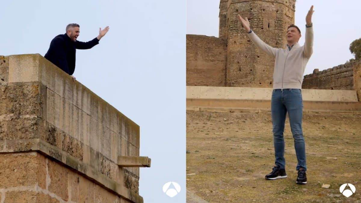 Roberto Leal y Joaquín «El Novato» en el Castillo de Alcalá. @ivanpuente en Twitter