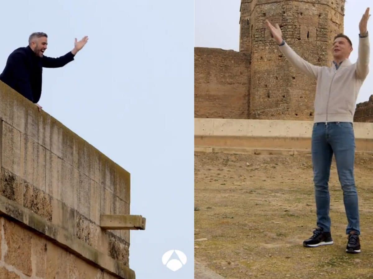 Roberto Leal y Joaquín «El Novato» en el Castillo de Alcalá. @ivanpuente en Twitter