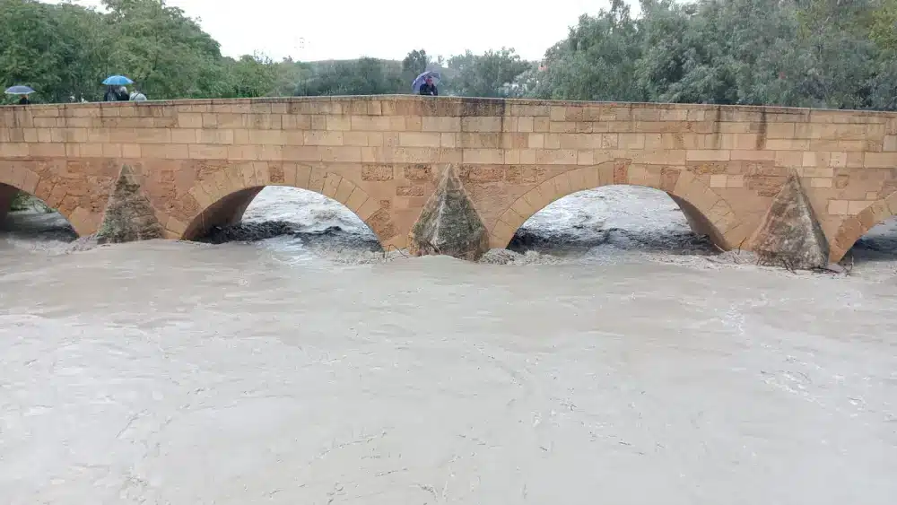 Puente Romano a punto de desbordar