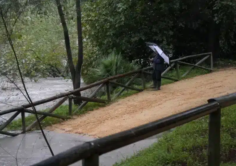 La crecida del río Guadaíra tras las lluvias en Alcalá. Álvaro Vázquez