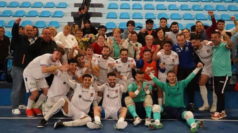Celebración del CD Alcalá FS tras la victoria ante el Unión África Ceutí