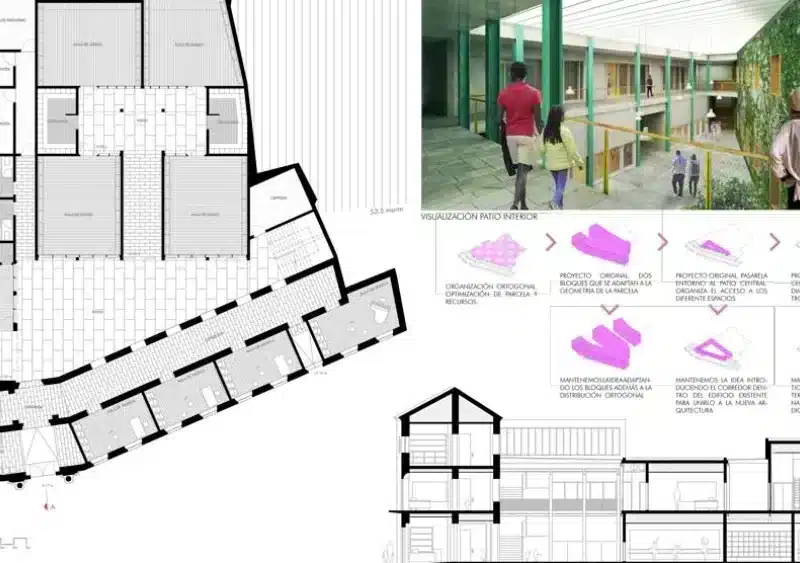 Dibujo para acompañar el Proyecto Fin de Carrera de Álvaro González Vergara, arquitecto en Suiza, con infografía. Cedida