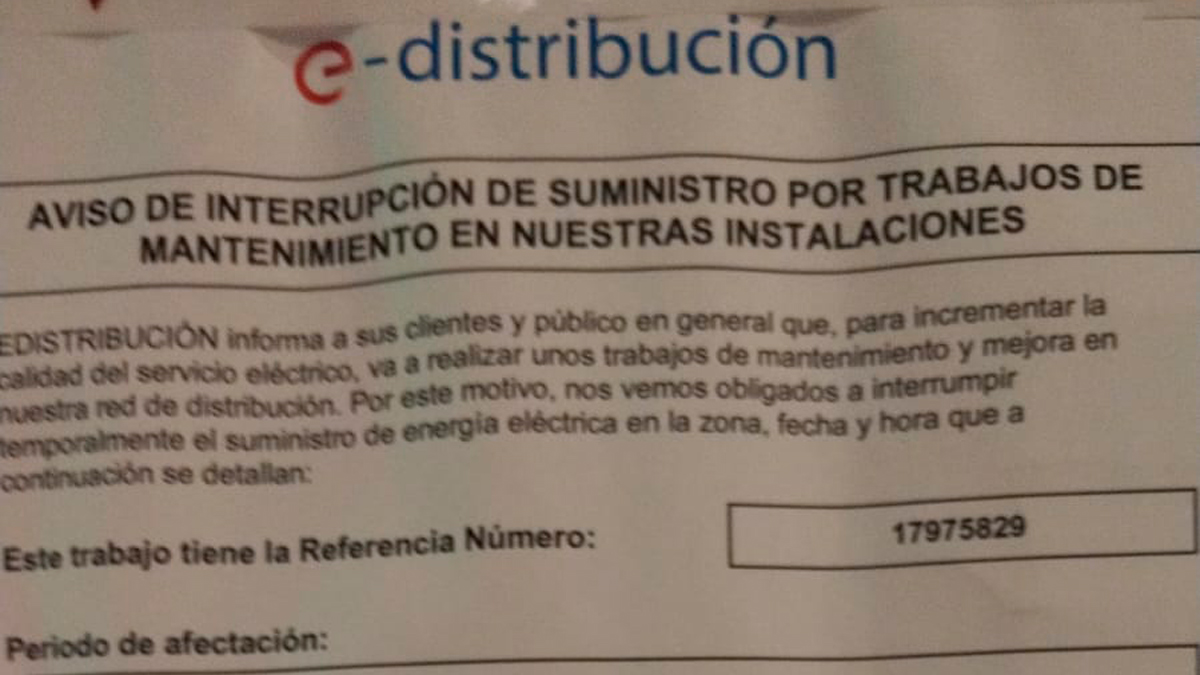 Aviso de cortes de luz en el centro - Lva