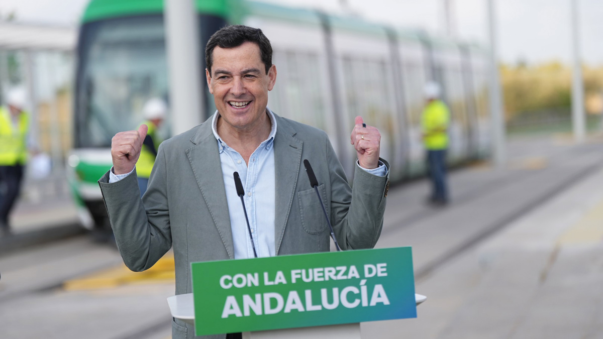Intervención del presidente del PP de Andalucía y candidato a la reelección de la presidencia de la Junta, Juanma Moreno, en Alcalá de Guadaíra - PP